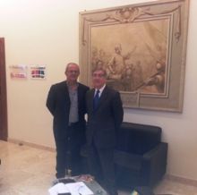 Il Ministro maltese</br>Karmenu Vella</br>con l'Assessore provinciale </br>Vincenzo Morale.